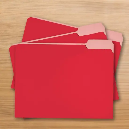 School Smart Colored File Folders Two-Tone, Letter Size, 1/3 Cut Tabs, Red, Pack of 100 {5}