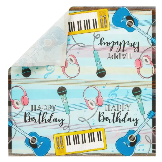 100 Pack Music Notes Paper Napkins for Music Themed Party Decorations (5x5 In) Blue {4}
