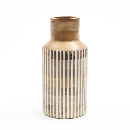 Decorative Handcrafted Wood Vase - 7.5" x 15.5" Natural {2}