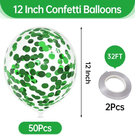 50pcs Green Foil Confetti Balloons,12 inch Latex Balloon with Green Confetti Inside for Birthday Family Party Wedding Party Baby Shower Decoration Supplies {2}