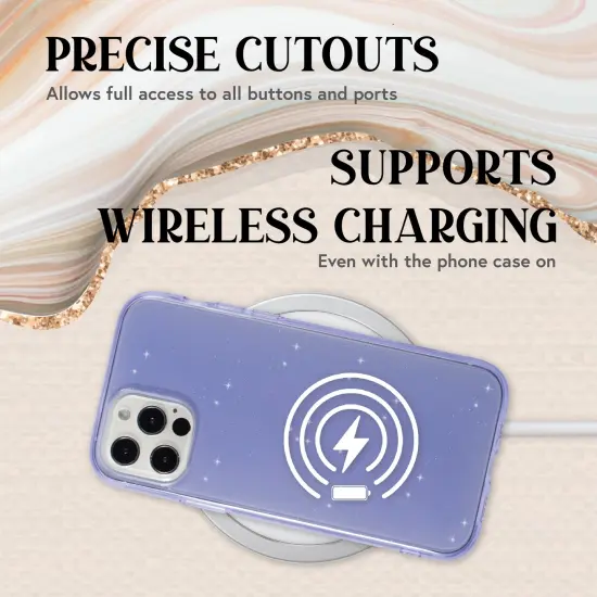 Insten Glitter Case Compatible with iPhone 12 Pro / iPhone 12 Case 6.1 Inch, Soft TPU Sparkle Protective Cases, Shock Absorption, Crystal Clear Purple Bling Shinny Slim Cover for Women Girls {3}