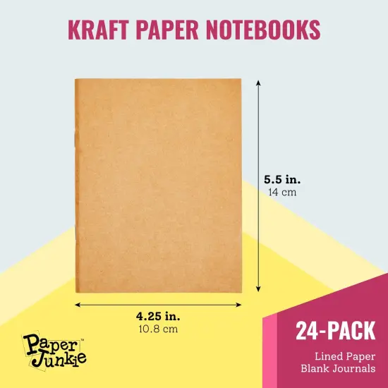 24 Pack Blank Notebook Bulk, Brown Unlined Kraft Paper Journals for Kids Drawing, Sketching, Sketchbooks for Students to Write Stories, Classroom Supplies - A6 4x6 inch Small {5}