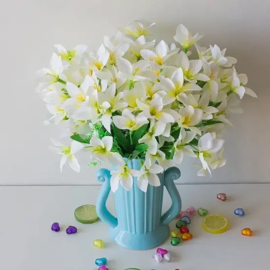 20 Heads Artificial Mini Orchid Outdoor Flower Plant Home Decor White {2}