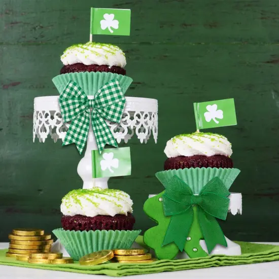 2 Rolls Buffalo Plaid Wired Edge Ribbons 2.5 Inch Wide St Patrick's Day Green Fabric Ribbons Irish Festival Burlap Ribbons for Gift Wrapping Wreath Party Decoration DIY Craft Supplies, 12 Yards {4}