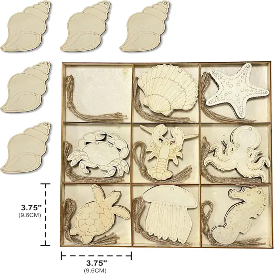 Pack Unfinished Wooden Ocean Sea Animals Cutouts for DIY Crafts 3.5 Inch 5 Peices Each {4}