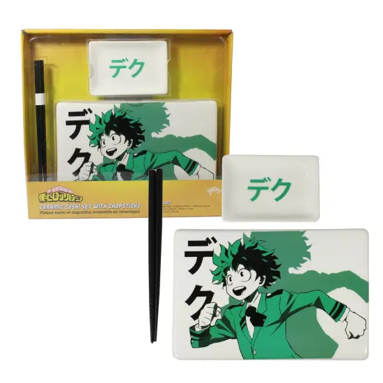 My Hero Academia Deku Sushi Plate Set | Sushi Plate, Soy Sauce Dish, & Chopsticks {5}