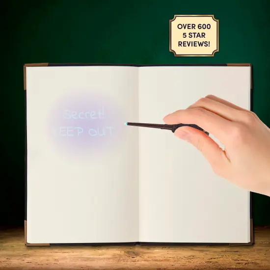 Wizarding World: Tom Riddle's Diary - Secret Replica Notebook, Slytherin House Invisible Ink Pen, Magic UV Reveal Mini Wand, Harry Potter Collectible {7}