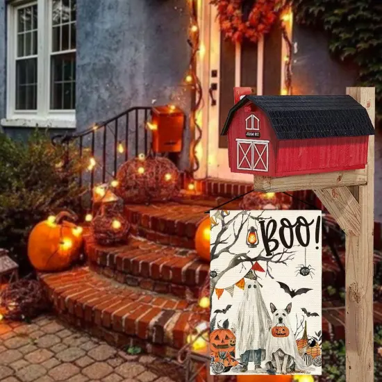 Halloween Boo Garden Flag Ghost Dog Spooky 12x18 Inch(White) {4}