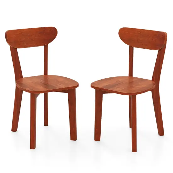 Solid Wood Dining Chair Set of 2 with Curved Backrest and Rubber Wood Frame-Espresso {1}