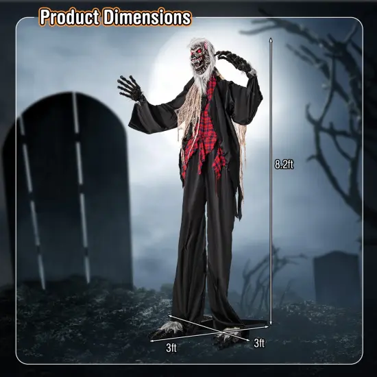 8.2 FT Standing Animatronic Werewolf with Howling Sounds Red Flashing Eyes and Poseable Arms {5}