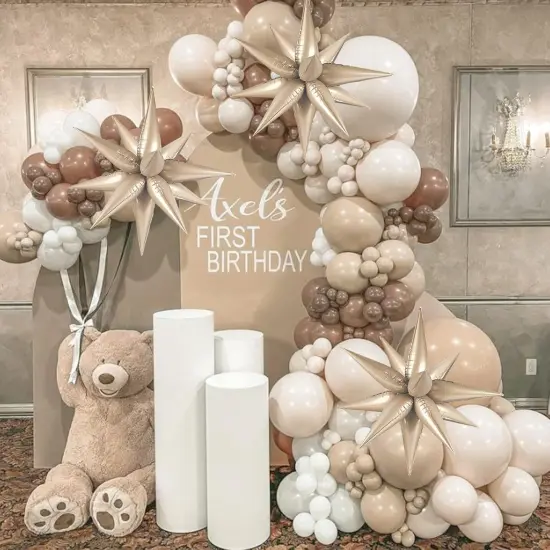 60 PCS Caramel Star Balloons, 12 Point Spike Explosion Star Foil Balloons for Birthday, Baby Shower, Bridal Shower, Wedding, Festivals Decorations (Caramel) {5}