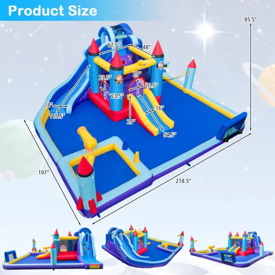 Rocket Theme Inflatable Water Slide Park with 1100W Blower {4}