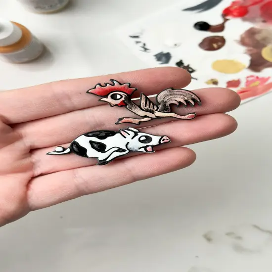 Rooster & Pig | Nautical | Tattoo | Clay Cutter Set {2}