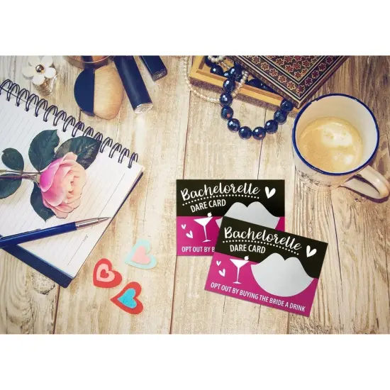 Pack of 30 Bachelorette Party Game - Bachelorette Dare Cards Scratch Off Cards - Perfect for Girls Night Out, Bridal Parties, Bridal Showers, Hot Pink & Black Cards {2}
