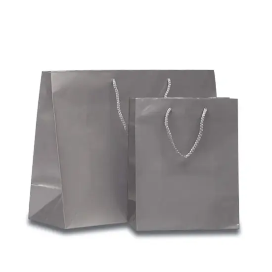 Perfect Party Favors with Glossy Euro Totes 8'' x 4'' x 10'' Non-Metallic Silver {4}