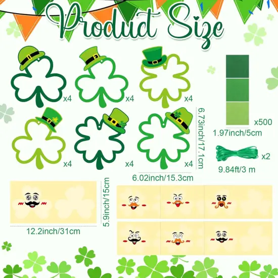 24 Pcs St. Patrick's Day Craft Kit Lucky Shamrock Suncatcher Craft Irish Day Window DIY Tissue Paper Suncatcher Decoration Ornament for Classroom St Patricks Party Favor Supplies {2}
