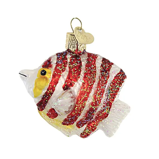 Old World Christmas 2.5 Inch Peppermint Angelfish Christmas Tree Ornament , Ornament Ocean Aquatic Red {1}