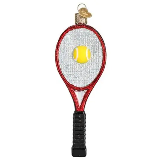 Old World Christmas 5.5 Inch Red Tennis Racquet Christmas Tree Ornament , Recreational Sport {1}