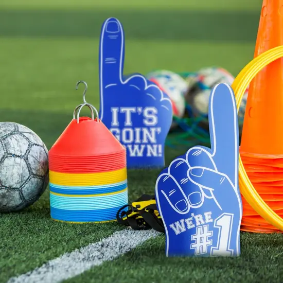 2 Pack Blue Foam Fingers #1, It's Goin' Down for Sports Fan Accessories, Cheering, Party Favors, 17.5 Inch Giant Foam Hand {2}