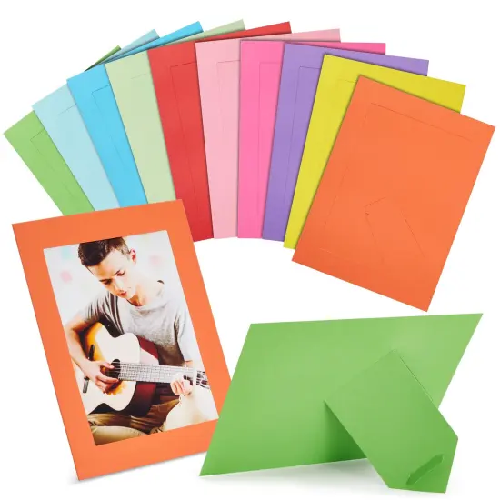30 Pack Colorful 5x7 Paper Picture Frames, Cardboard Photo Easels for DIY, Classroom Crafts, 10 Rainbow Colors Multicolor {1}