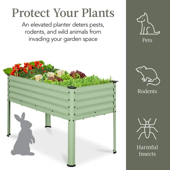 Best Choice Products 48x24x30in Elevated Galvanized Metal Garden Bed w/ Corner Protectors Sage Green {6}