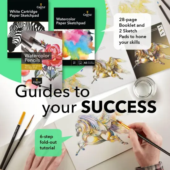 120 Watercolour Pencils Set with Extras | Quality Vibrant Pigments | Draw and Paint at the Same Time | For Adult Hobbyists, Professionals | In Carry-anywhere Travel Case {5}