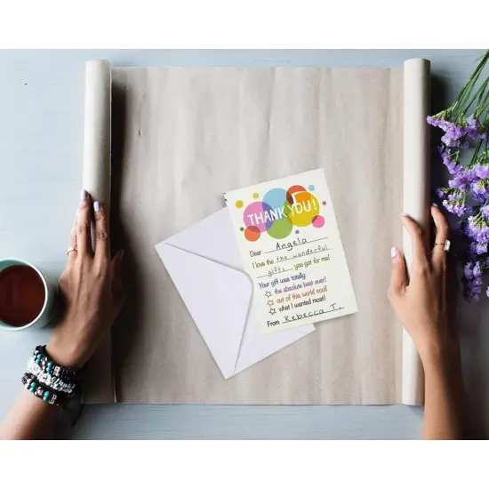 50-Pack Thank You Cards Bulk Set - Blank on the Inside, Polka Dot Designs - Includes Envelopes, 4 x 6 Inches White {4}