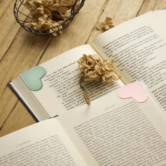 6pcs Leather Heart Bookmarks for Book Lovers Teachers Students {2}
