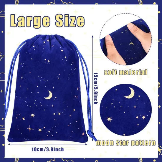 30 Pcs 4 x 6 Inch Colorful Velvet Drawstrings Bags for Jewelry Moon Star Pouch with Drawstrings Jewelry Bags for Gift Packaging Wedding Anniversary Christmas Eid Mubarak {4}