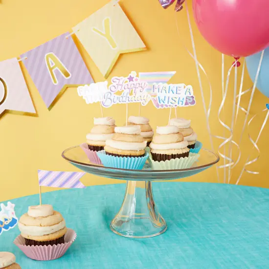 99 Piece Girls Rainbow Birthday Party Decorations Set with Balloons, Banner, Cake Toppers and Wall Cutouts Multicolor {2}