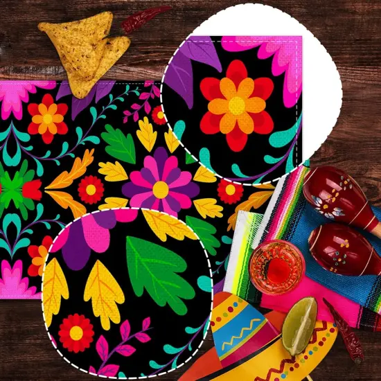 Mexican Table Runner 72inches Long Cinco de Mayo Dia De Los Muertos Decorations Mexico Fiesta Party Linen Altar Ofrenda Home Kitchen Decor {4}