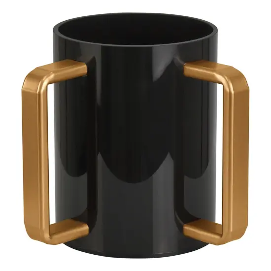 Lucite Wash Cup Black with Gold Handles {1}