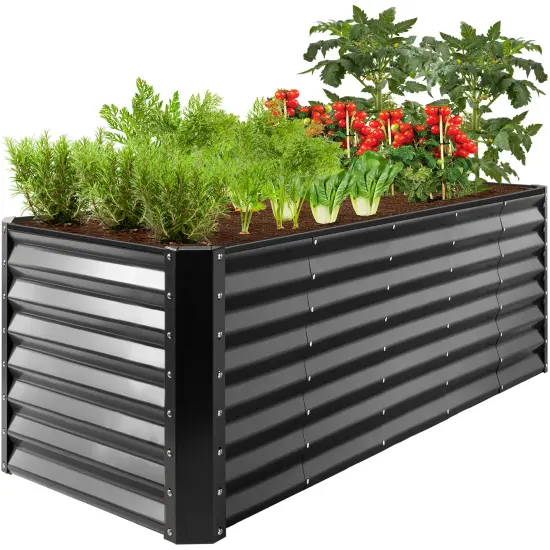 Best Choice Products 8x2x2ft Raised Metal Outdoor Garden Bed, Planter Box for Flowers, Vegetables, Herbs Gray {1}