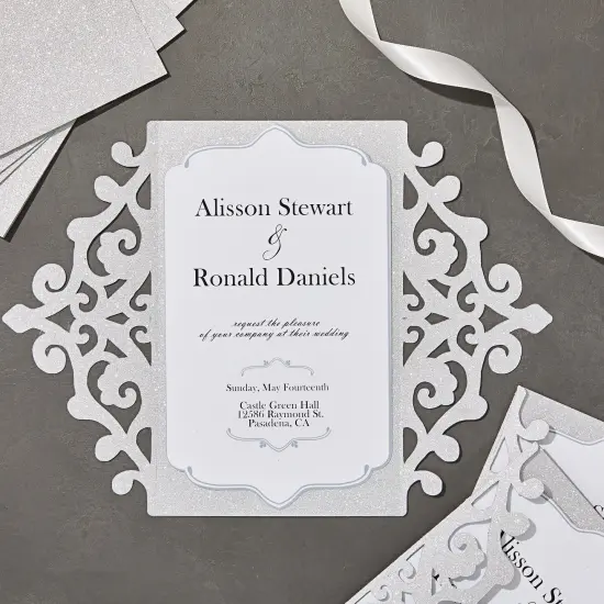 24 Sheets Silver Glitter Cardstock Paper for Scrapbooking, Arts, DIY Sparkle Crafts, 250gsm, Double-Sided (8 x 12 In) {2}