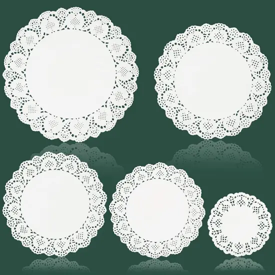 250 Pack Lace Paper Doilies for Arts and Crafts, Round White Table Placemats (5 Sizes) {4}