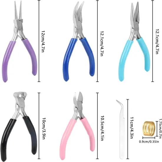 5 Pcs Jewelry Making Pliers Tools with Needle/Chain Nose Pliers, Round Nose, Bent Nose, End Nipper Pliers and Wire Cutter Jewelry {1}