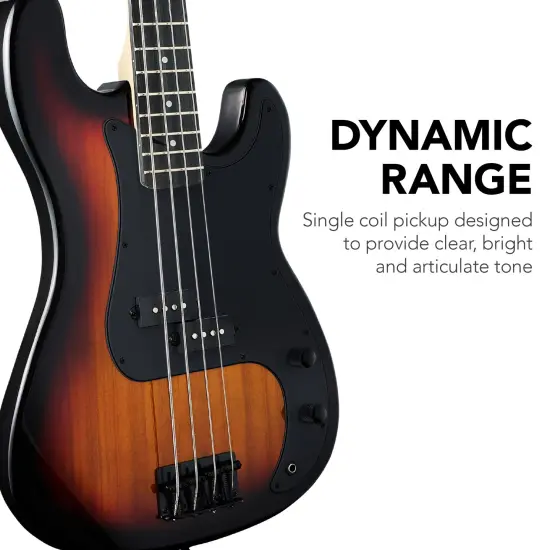 Best Choice Products Full Size Beginner 4-String Electric Guitar Bass Guitar w/ Padded Case Sunburst/Black {3}