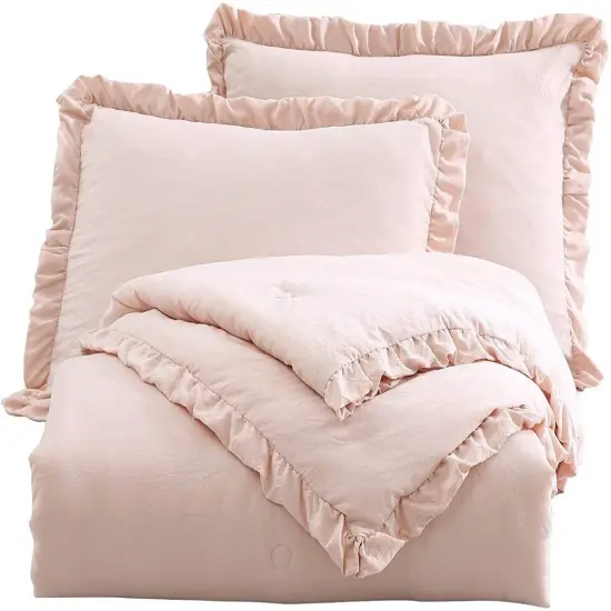 Stone Washed Ruffled Edge Microfiber Comforter Set {5}