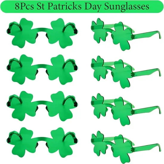 180 PCS ST Patricks Day Accessories Party Favors Supplies Decorations with Shamrock Headband Necklace Sunglasses Bracelet Tattoo Stickers {3}