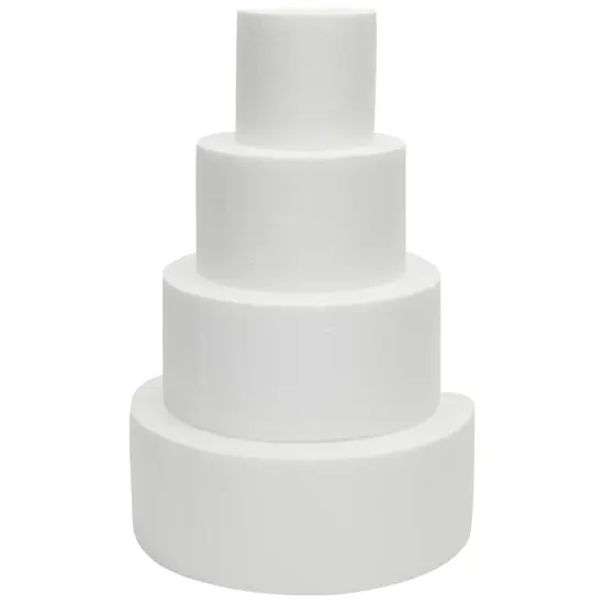 4 Tier Round Foam Cake Dummy Set, 4" 6" 8" 10" Fake Wedding Cake Dummies for Display, Decorating, 14.4" Tall Dummies (White) {1}