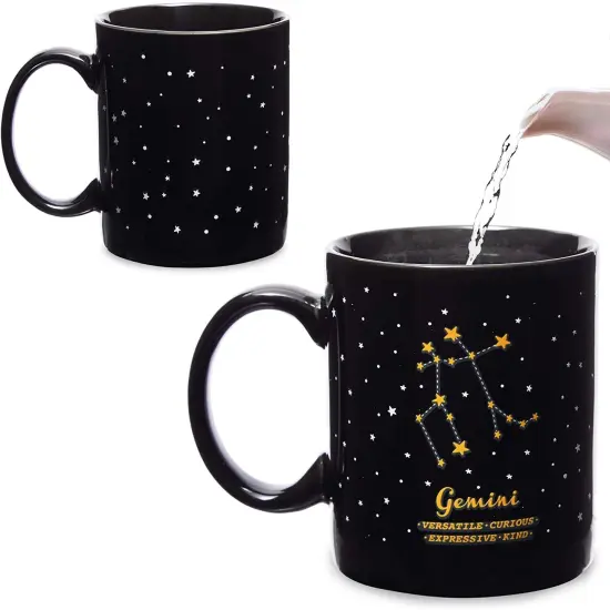 11-Ounce Color Changing Mug with Gemini Zodiac Astrological Sign Design (Black) {1}