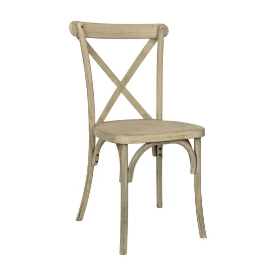 Emma and Oliver Hensler Weather-Resistant Wood Look Stackable Resin Cross Back Chair for Indoor/Outdoor Use Light Oak {2}