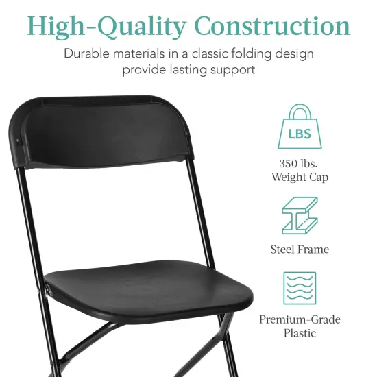 Best Choice Products Set of 10 Folding Stacking Plastic Chairs w/ Non-Slip Feet, 350lb Capacity Black {2}