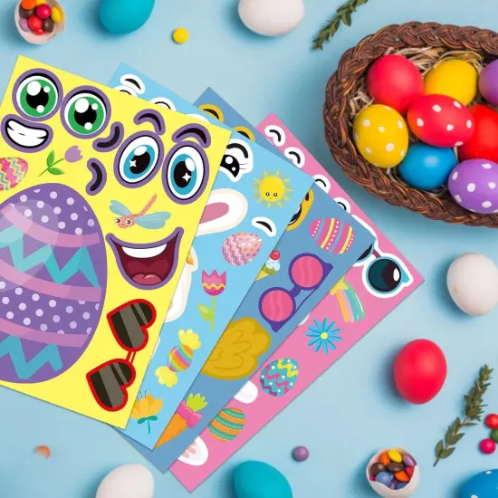 24 Sheets Easter Stickers Make a Face Stickers for Kids DIY Easter Egg Bunny Sticker Sheet for Boys Girls Children Easter Party Supplies Exchange Gifts {2}