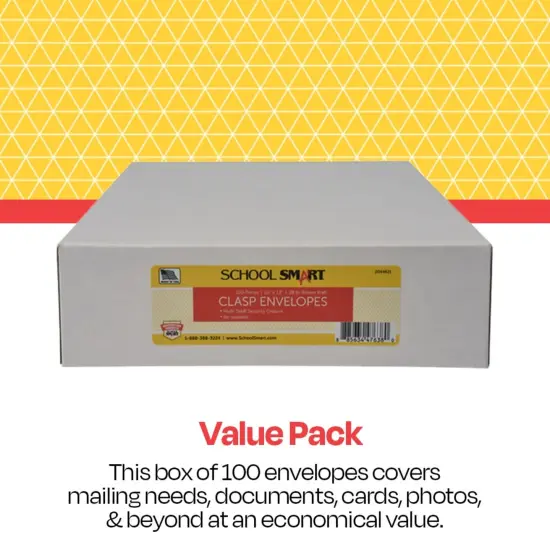School Smart Multi Tak Clasp Envelopes, 10 x 13 Inches, Kraft Brown, Box of 100 {4}