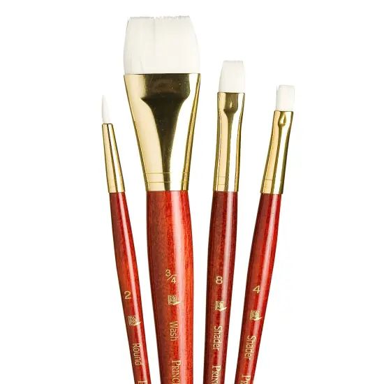 Princeton Real Value White Taklon Short Handle Brush Set-4/Pkg {1}