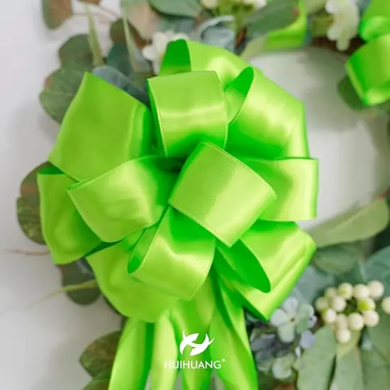 Lime Green Wired Ribbon 2.5 inch Green Satin Wire Ribbon for Wreaths, Bows Making, Flower Bouquet, Garland, Home Decor, Crafts, Halloween Decor, Christmas Tree Bows-10 Yards {4}