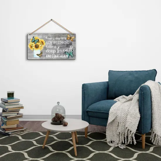 Decorations Every day is a new beginning - Dandelion Butterfly Wooden Wall Art, Motivational and Inspirational Decorations for Home,Housewarming Gift {5}