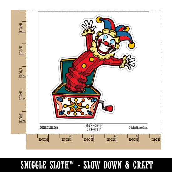 Water Bottle Sticker Set Jack-In-The-Box Circus Clown Toy Cute Waterproof Vinyl Stickers Pack Decal, Skateboard, Laptop, Car, Window, Bumper - 5 Pack {1}
