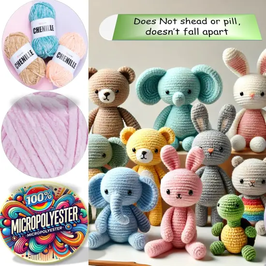 2 Skein Yarn Art Chenille Yarn, Velvet Yarn, Super Soft Fluffy Bulky 5, for Knitting Crocheting Crafting Blanket Amigurumi, Soft Velvet Baby, Durable, 100gr x 2, 100yards x 2 (Pink-550, Pack 2) {3}